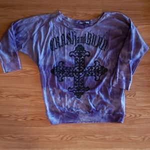 2 for $22 Crash & Burn Metallic Thread Top